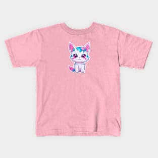 anime CUTE KITTEN with a rose Kids T-Shirt